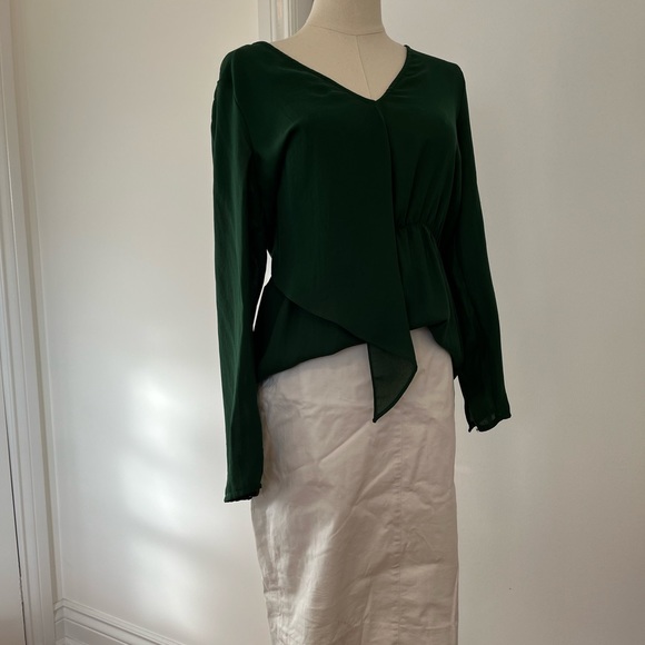 FEMME XS White Pencil Skirt with Silver Belt Office Workwear Simple Basic Cream - Picture 6 of 7